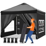 Fnsyay Pop Up Canopy Tent 10x10 with Sidewalls and Pockets, Instant Waterproof Outdoor Canopy with Air Vent, 3 Adjustable Height, Roller Bag, 4 Sand Bags, 4 Ropes and 8 Stakes(Black)