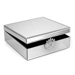 American Atelier Brooch Mirror Jewelry Box, 9.8 by 9.8 by 3.5-Inch, Silver