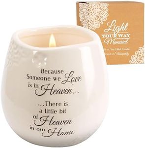 Pavilion 'in Memory, A Bit of Heaven' 19177 - White Ceramic Candle with Soy Wax in a Delicate Floral Scent, Thoughtful Sympathy, Remembrance, and Condolence Gift - 8 Ounces