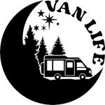 Van Life Adventure Travel Decal - Car Bumper Sticker - Van - Caravan - Motorhome - Campervan - Mirror - Laptop - Wall Decal (Black, Large)