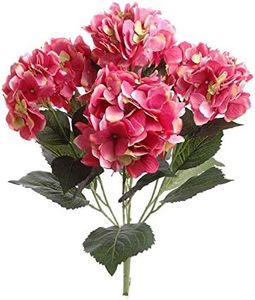 Larksilk Hydrangea Artificial Flowers - Faux Hydrangea Flowers - Home Decor, Easter Decorations, Spring Decor - Floral Centerpieces for Tables - 20" Floral Stems, Fuchsia, 24 Pieces