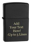 Black Matte Zippo Outdoor Indoor Windproof Lighter Free Custom Personalized Engraved Message Permanent Lifetime Engraving on Backside