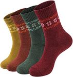 NinetoFiveLife Pack of 4 Winter Warm Thick Wool Socks Women socks Hiking Socks Knit Outdoor Recreation Socks for Women Soft and Comfortable Terry Socks New 2022