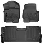 Husky Liners Weatherbeater Floor Mats | Fits 2021-2024 Ford F-150 (Includes 2022-2024 Lightning Model) SuperCrew (w/Fold Flat Storage) | Front & 2nd Row, 3-pc Black - 94121