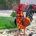 Shorayn Metal Rooster Decor Garden Statue Outdoor Chicken Sculpture Yard Art Kitchen Decor