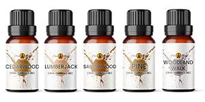 Woodland Fragrance Oil Set 5 x 10ml | for Diffuser Refill, Wax Melts, Candle Making, Soaps, Perfume | Pine, Woodland Walk, Cedarwood, Sandalwood, Lumberjack