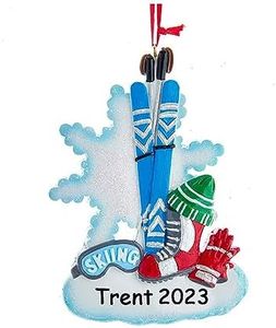 Personalized Snow Ski Equipment Christmas Ornament - Skiing Snow Sport Decoration with Custom Name