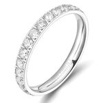 Tigrade 3mm Womens Titanium Eternity Rings Cubic Zirconia Wedding Engagement Band (Silver, 13.5)