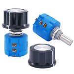 Taiss/2pcs 3590S 10-Turn Rotary Wire Wound Precision Potentiometer, Precision Multi turn Wirewound Potentiometer, 10 Ring Adjustable Resistor + 2pcs A03 knob (3590S-2-102L 1k ohm)