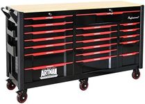 Living Source International 19-Drawer Rolling Tool Cabinet, Heavy Duty Steel Storage Cart, 68.5 x 18.9 x 39.4 inches, Black and Red