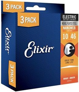 Elixir Strings, Electric Guitar Strings, Nickel Plated Steel with NANOWEB Coating, Longest-Lasting Bright Tone with Comfortable Feel, 6 String Set, 3 Pack, Light 10-46