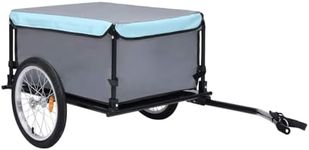 vidaXL Bike Cargo Trailer with High Load Capacity, Steel Frame, Foldable Drawbar, Quick Release Tyres, Water Resistant Fabric, Black and Blue