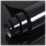 Hode Black Sticky Back Plastic Self Adhesive Wallpaper 40cmX300cm Vinyl Wrap Film Roll for Furniture Cupboard Shelf Worktop Glitter Effect Covering Contact Paper Waterproof