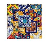 Fiesta Brands Mexican Talavera Tile Mediterranean Art Spanish Colorful 4"X4" Ceramic Hand Painted Mosaic For Bathroom, Wall, Mirror, Kitchen Rustic Decoration Ceramic () 20 Multi1