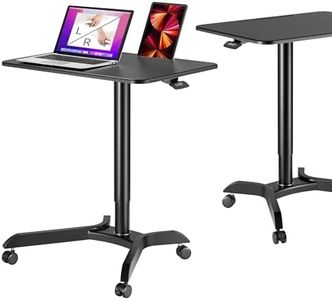 AVLT Mobile Sit Standing Desk on Wheels 120cm Tall - Gas Spring Height Adjustable Portable Laptop Sit Stand Office Rolling Desk Table with Caster Brakes - Black