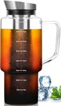 Aquach 68oz Cold Brew Coffee Tea Maker, Glass Cold Brew Pitcher & Stainless Steel Tea Filter, Dishwasher Safe Iced Coffee Tea Maker with Airtight Lid and Large Handle