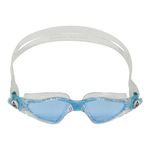 Aquasphere Kayenne Jr Kids Swim Goggles - Junior Oversized Anti-Scratch Lens Design, Comfortable Allergenic Leak Free Fit | Unisex Children, Blue Tinted Lens, Transparent/Aqua Frame