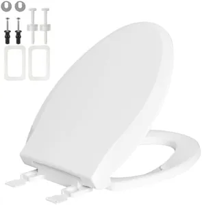 Hygie Rinse Universal Elongated Toilet Seat Replacement Compatible with TOTO/Kohler/Gerber/American Standard/Mansfield, SoftClose Toilet Seat Parts with 2-pack Toilet Bolts and Nuts, Cotton White