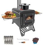 Tent Camping Stove, Expanded Size: 54x28x35cm, Camping Wood Stove, Outdoor Portable Tent Wood Burning with Stainless Chimney Pipes, Small and Convenient, For Cooking, Heating, Camping, Tent, Hiking