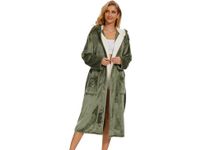 Womens robe with hood,Womens Hooded Robe Womens Soft Warm Fleece Plush Robe with Hood, Full and Knee Length Bathrobe (S,Light Green)