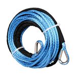 Astra DepotS 1/4" 50ft Winch Extension Synthetic Winch Rope Winch Cable ATV Winch Line with Stainless Steel Thimbles (1PC, Blue)