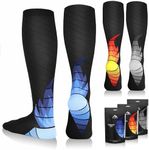 NEWZILL Medical Compression Socks for Women & Men Circulation 20-30 mmHg, Best Support for Running Athletic Cycling Nursing Travel Work and Fitness (L/XL Red/Blue/Gray 3-Pairs)