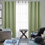 HOMEMONDE Blackout and Sheer Curtains 8 Feet - Long Panels for Bedroom Living Room Curtain Set of 4, (Avacoda Green, White - 96 Inches)