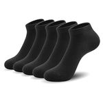 Bamboo Women Ankle Sock Ladies Thin Mesh Light Socks Anti Odor Low Cut Soft Athletic Breathable Night Sock 5 Pairs,4-8 (Black, Medium)