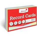 Silvine A6 Multi-Coloured Record Cards - Lined with Headline, 100 Cards Per Pack (Size 6x4"), 564AC