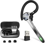 HEIBAS Bluetooth Headset, Wireless Bluetooth Earpiece with 500mAh Charging Case 72 Hours Talking Time Built-in Microphone for iOS Android Cell Phone, V5.1 Hand-Free Headphones with USB Dongle