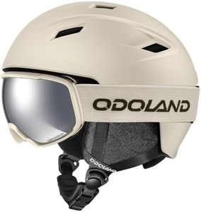 Odoland Ski Helmet and Goggles Set for Adults & Youth, Snowboard Helmet with Goggles - Shockproof Winter Sports Helmet with Protective Shell for Men, Women & Teens, Sandy Beige, L