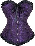 HNGHOU Women Plus Size Corset Bustier Tops Sexy Lace Up Overbust Bustier Bodyshaper, Purple, XX-Large