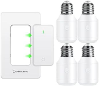 Remote Control E26 E27 Light Bulb Socket Adapter,GreenCyle Wireless Light Switch and 4 Standard Medium Base Lamp Socket Extender 2.3"(5.8cm),Screw-in,Max 500W,No Wiring Needed,500ft RF Range,for Lamp