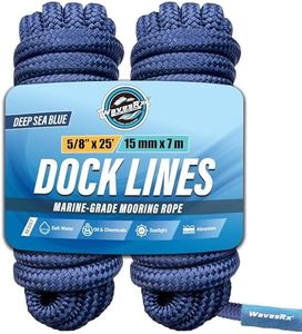 Premium Nylon Boat Dock Lines & Ropes for Docking 5/8'' x 25' | Double Braided Marine Rope & Mooring Line| Boat Ropes for Docking with Loop | UV & Saltwater Resistant Dock Ropes for Boats & Pontoons