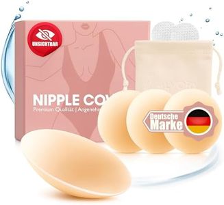 Alvory Premium Nippelpads, 4 Stück Selbstklebende Nipple Covers aus hochwertigem Silikon (Ø 8 cm) Wiederverwendbare & waschbare Brustwarzenabdeckung für Damen inkl. Tasche (Nude, S/M)