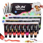 Colorful Fabric Paint Set for Clothes 24 Colors - Permanent Textile Paint Puffy Paint Kit for Shoes, Canvas - Non-Toxic Slick Painting Set for Adults, Beginner & Artists for Adults, Beginner, Artists