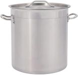 DULNICE Stainless Steel Stock Pot with Cover,Induction Commercial Grade Stockpot,Tri-Ply Composite Bottom, Silver (25 Litre with Lid)
