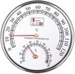 Indoor Thermometer,3.9 inches 2 in1 Alloy Celsius Analog Thermometer Hygrometer, Mechanical Movement No Batteries Required for Sauna Home Office Room Hotel,Indoor and Outdoor Use