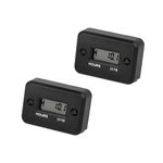 2 Pieces - HonorMeet Digital Small Engine Hour Meter,Total Running Hours Counter for Generator, Spark Plug Inductive Activated for Gas Engine Lawn Mower Chainsaw Compressor Motorcycle Boat(2 Blacks)