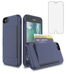 Asuwish Phone Case for iPhone 6plus 6splus 7plus 8plus i 6/6s/7/8 Plus with Screen Protector Cover and Card Holder Hybrid Cell iPhone6splus i Phone7s 7s 7+ 8s 8+ Phones8 6+ i6 6s+ Women Men Navy Blue