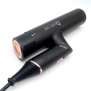 Skin Research Institute DryQ “Smart” Hair Dryer - Super Lightweight, Foldable - Powerful, Quiet Motor - Infrared and Ionic Technology - 3 Magnetic Attachments - Heat Control with Locking Switch