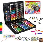 WISHKEY 150 Pieces Art Set for Kids with Case, Art and Craft Supplies Kit for Drawing and Painting, Color Set with Markers, Water Colors, Brush, Color Pencils, Crayons (Pack of 1, Multicolor)