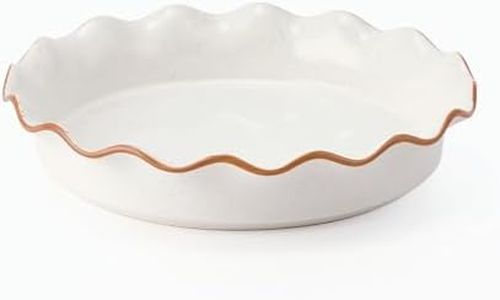 SIDUCAL Mother's Day Pie Pan for Baking 10.5 inch, NonStick Reusable Ceramic Pie Plate with Ruffled Edge,Dishwasher and Oven Safe,Deep Dish Pie Pan for Apple Pie,Quiche,Pot Pies, Tart, etc（White）