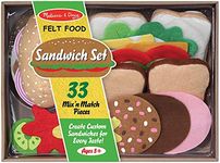 Melissa & Doug 3954 Felt Play Food Sandwich Set (Pretend Play, Easy to Clean, Includes Play Ideas, 33 Durable Pieces, Great Gift for Girls and Boys - Best for 3, 4, 5, 6, and 7 Year Olds)