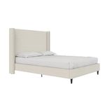 DHP Eveline Upholstered Platform Bed Frame with High Wingback Headboard, Queen, Textured Ivory Canvas