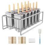 TOCCOOL 12 Pack Stainless Steel Popsicle Molds, Homemade Ice Lolly Molds with Holder, Reusable Round Head Fast Freezing Ice Treat Maker with Wooden Sticks and Bags