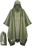 PTEROMY Hooded Rain Poncho for Adul