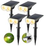 Linkind 4-Pack Solar Landscape Spotlights, 16-LED Dusk-to-Dawn 3000K Solar Outdoor Garden Lights, Warm White IP67 Waterproof Wall Lights for Garden Yard Driveway Porch Walkway