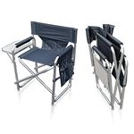 Sun Leisure® Folding Alloy Sports Directors Chair, Strong Sturdy Solid Alloy Frame, With Folding Side Table And Side Pockets, Fishing Garden Camping Chair (Graphite)