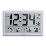 MARATHON CL030062GG Slim-Jumbo Atomic Digital Wall Clock with Temperature, Date and Humidity (Gray)